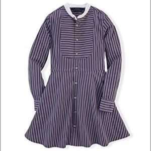 Ralph Lauren Girls' Striped 100% Cotton Poplin Dress in Purple